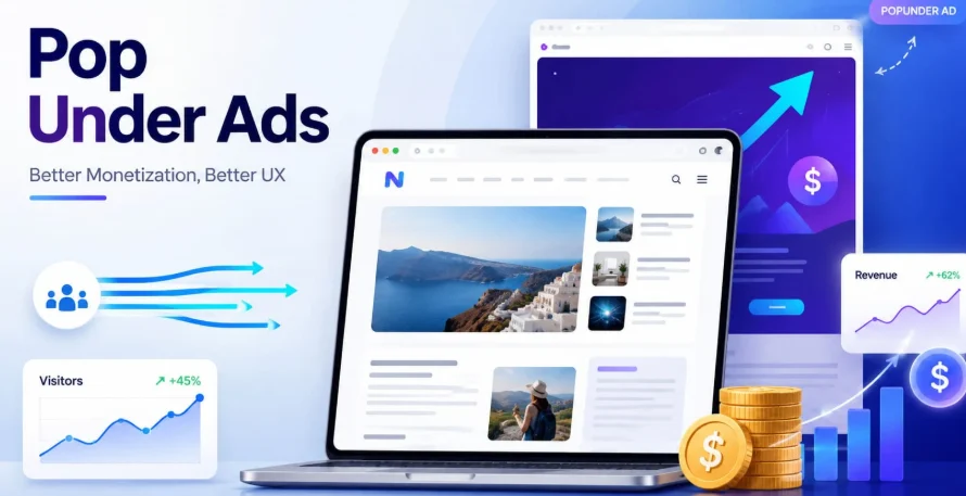 Pop under ads for publishers monetizing website visitors without disrupting user experience